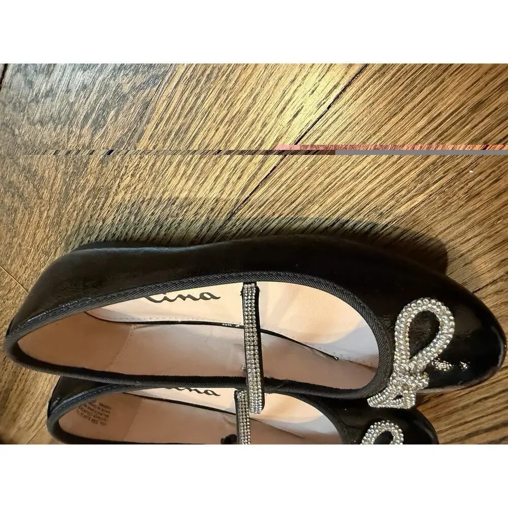 Nina Kendalla Ballet Flat Black Patent Leather Girls Sz 2 $50